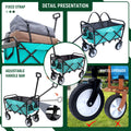Minimeetall Strap Collapsible Foldable Wagon Cart With Strapping System, Beach Wagonutility Cartutility Wagon Grocery Cart For Camping Shopping Sports Gardeing Fishing Supports 225Lbs Green Green