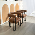 Coolmore Contemporary Designed Pu Fabric Upholstered Accent Dining Chair Barrel Side Chairs Kitchen Armchair For Living Room Set Of 2 Light Brown Pu Light Brown Foam Pu Leather