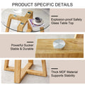 Modern Practical Circular Coffee Tables. Made Of Transparent Tempered Glass Tabletop And Wood Colored Mdf Material. Suitable For Living Rooms And Bedrooms.31.5