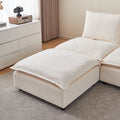 Modern Armless L Shaped Sectional Sofa Couch With Ottoman Modular Design, Durable Construction, Easy Care Upholstery For Living Room, Apartment, Office, Small Space Beige Foam Chenille 4 Seat