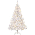 Homcom 6' Tall Prelit Christmas Tree Douglas Fir Artificial Christmas Tree With Realistic Branches, 250 Warm White Led Lights And 1000 Tips, White White Plastic