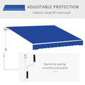 Outsunny 8' X 7' Patio Retractable Awning, Manual Exterior Sun Shade Deck Window Cover, Blue Blue Aluminum