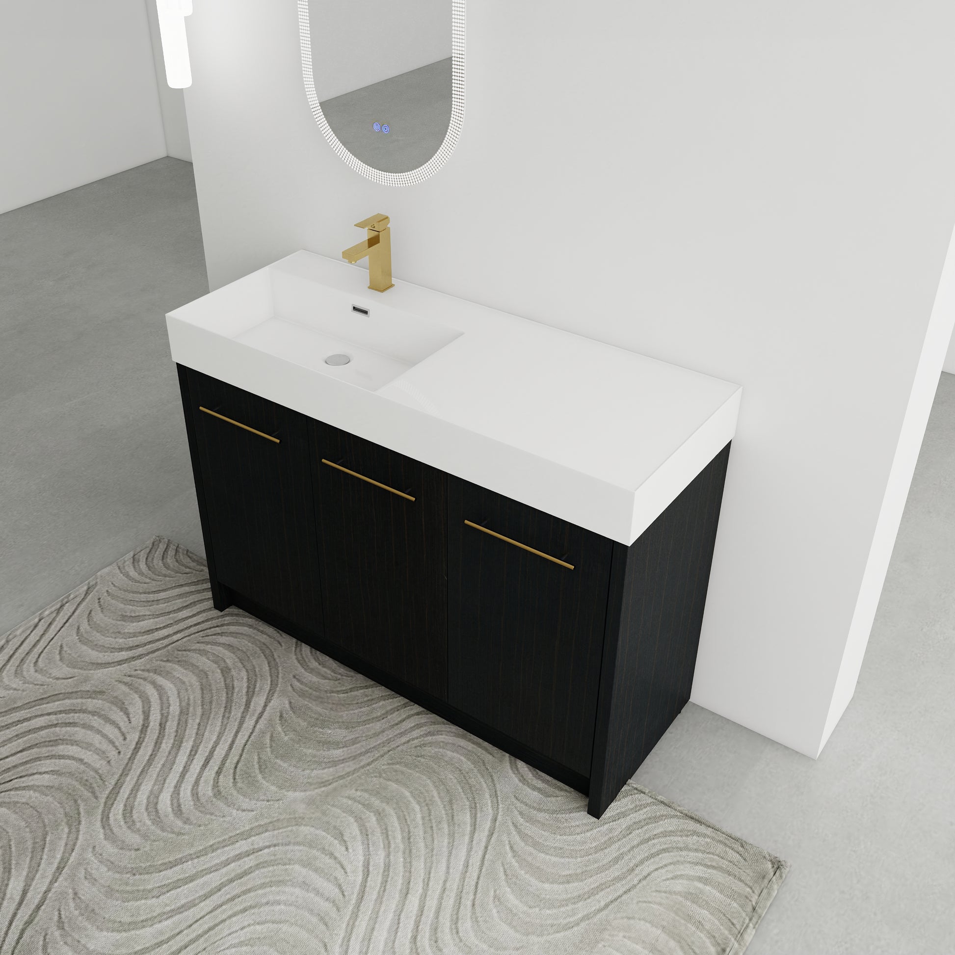 48 Inch Freestanding Bathroom Vanity With Resin Sink, With Soft Closing Door, Kd Package Black Chestnut Bathroom Modern Plywood