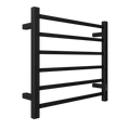 Towel Warmer 6 Bar Electric Heated Towel Rack Wall Mount Plug In Bath Towel Heater Matt Black Timer Black Bathroom Aluminium