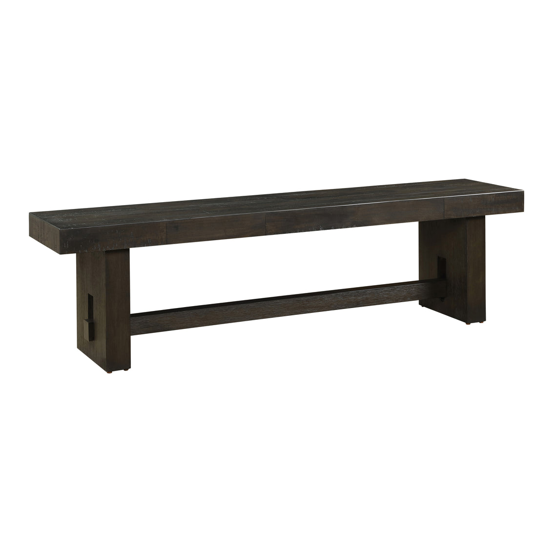 Distressed Walnut Armless Bench Distressed Brown Bedroom Transitional Rubberwood Wood