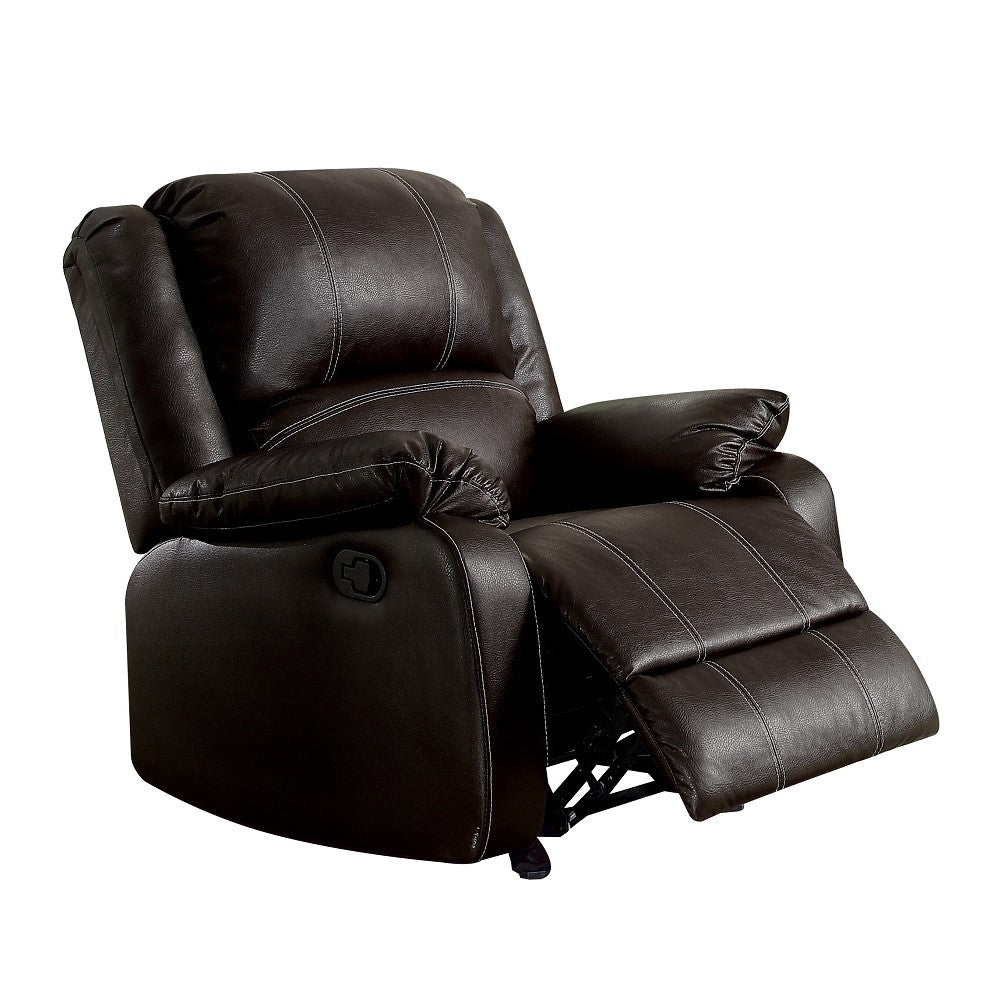 Zuriel Motion Rocker Recliner, Brown Synthetic Leather Lv52282 Brown Upholstered