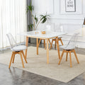 White Stone Burning Tabletop With Rubber Wooden Legs, Foldable Computer Desk, Foldable Office Desk,4 Modern Chairs Can Rotate 360 Degrees,The Seat Cushion Is Made Of Pu Material. Zd 1545Sc 003 White Sintered Stone