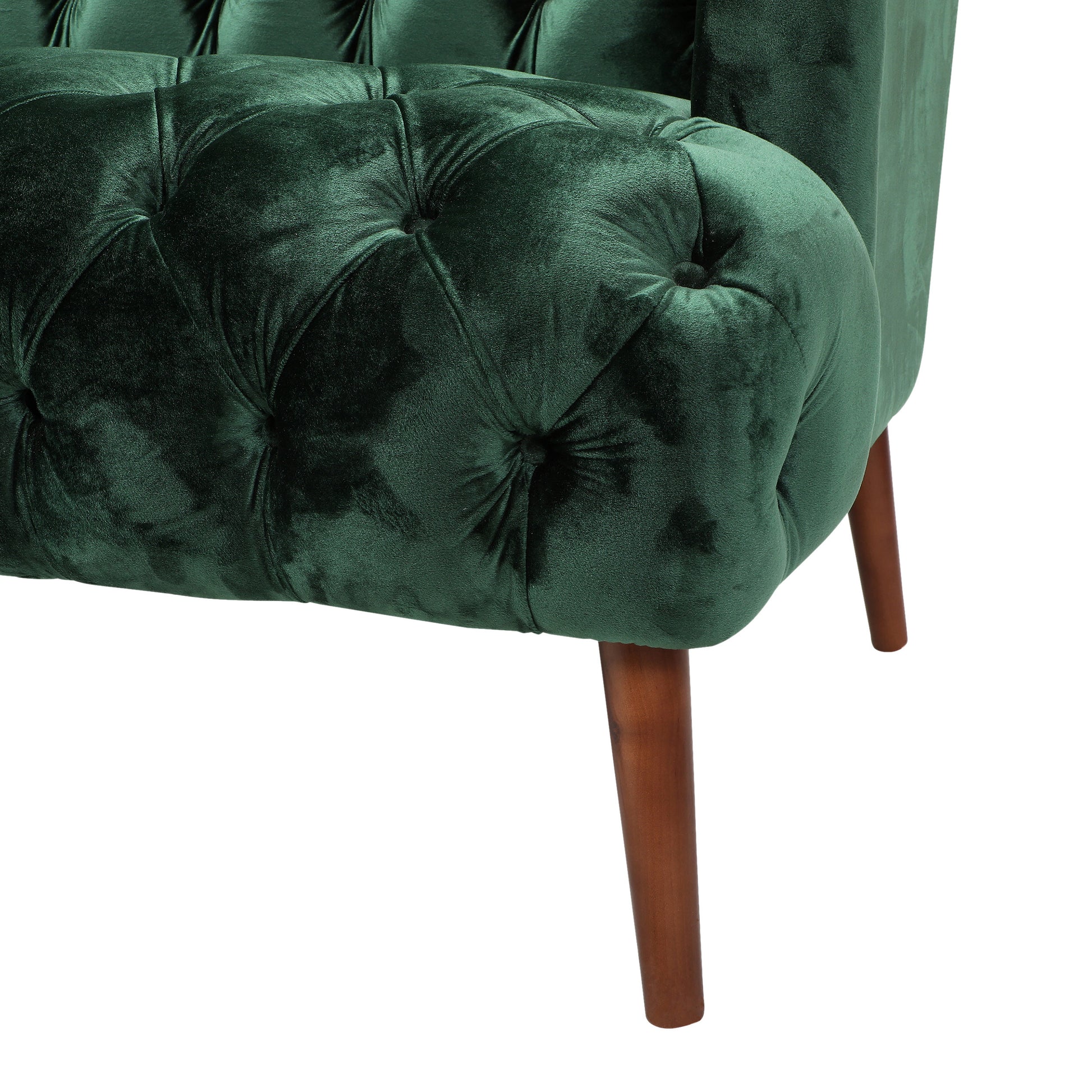 Comfy 3 Seat Sofa With Wooden Legs, Pu, For Living Room And Study Emerald Velvet 3 Seat