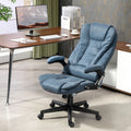 Homcom High Back Vibration Massage Office Chair With 6 Vibration Points, Heated Reclining Pu Leather Computer Chair With Armrest And Remote, Blue Blue Pu