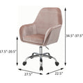 Peach And Chrome Swivel Office Chair Solid Pink Silver Foam Rectangular Office Chairs Solid Back Swivel Velvet