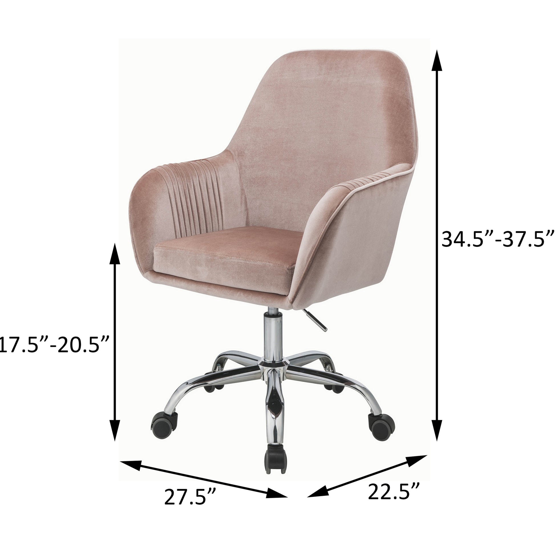 Peach And Chrome Swivel Office Chair Solid Pink Silver Foam Rectangular Office Chairs Solid Back Swivel Velvet