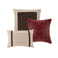 7 Pc Pieced Faux Suede Comforter Set Red Queen Queen Red Polyester