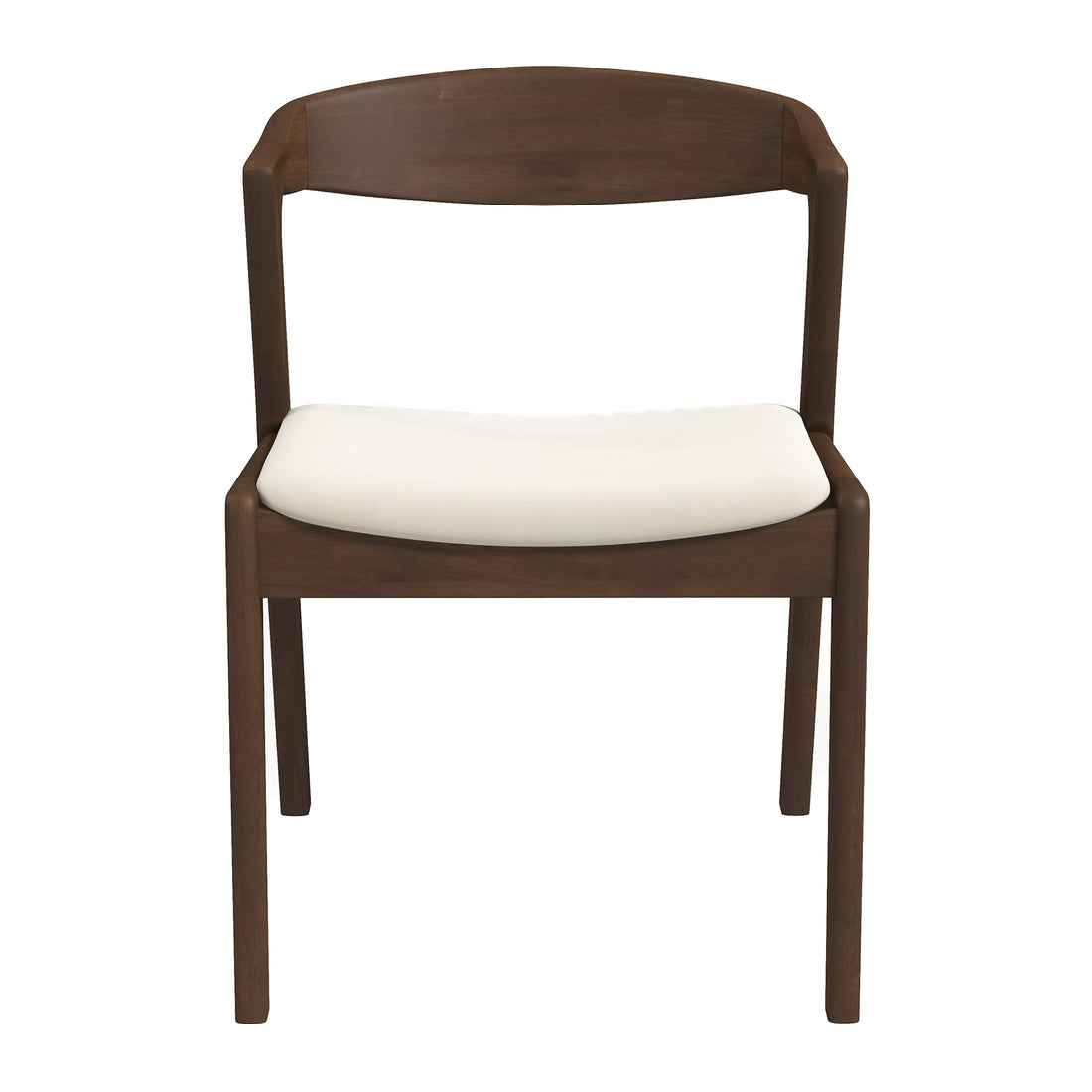 Dakota Solid Wood Cream Velvet Dining Chair Set Of 2 Cream White,Dark Brown Brown Solid Wood,Velvet