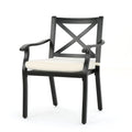 2Pc Dining Chair Black Ivory Aluminum