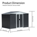 Outdoor Storage Garden Bike Shed 8X6 Feet Apex Roof Dark Grey With Aluminum Alloy Frame And Sliding Door Grey Garden & Outdoor Metal