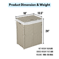 Laundry Hamper With Lid Pe Rattan Powder Coating Frame Clothes Hampers With 02 Removable Bags, 100L, Grey Color Light Grey 1 Foldable American Design,American Traditional Wicker