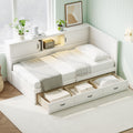 L Shaped Bed Frame With Drawer And And Bookcase,Corner Bed Wooden Captain Bed With Led Downlight And Usb Port For Small Room,Bedroom, Guest Room, Twin Size, White Box Spring Not Required Twin White Wood Bedroom Mid Century Modern,Modern Pine Bed Frame
