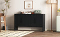 4 Door Large Storage Retro Sideboard With Adjustable Shelves And Long Handles For Kitchen, Dining Room And Living Room Black Black Mdf