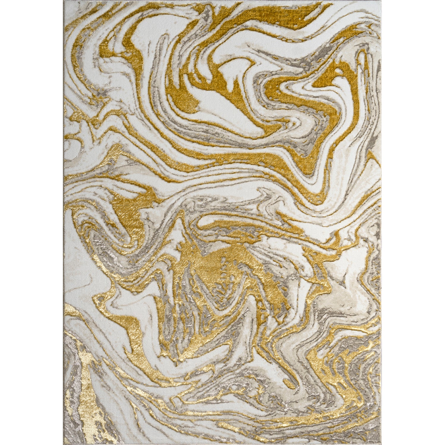 "Paz" Luxury Area Rug In Beige And Gold Abstract Design Multicolor Polyester