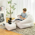 Bean Bag Chair With Filler, Bean Bag Sofa With Tufted Soft Stuffed Filling, Fluffy And Lazy Sofa, Comfy Cozy Beanbag Chairs With Memory Foam For Dorm, Apartment, Living Room White Primary Living Space Soft Casual,Modern Foam Teddy