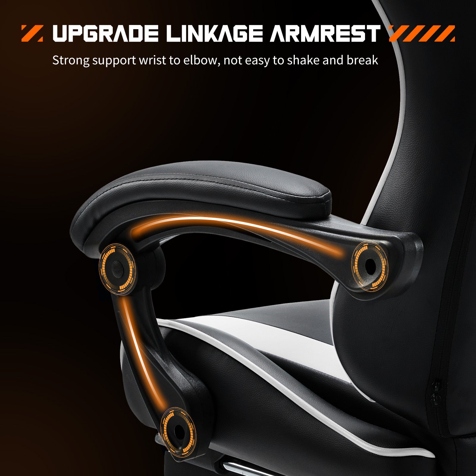 Video Game Desk Chair Ergonomic Computer With Footrest And Comfy Lumbar Support, Pu Leather Recliner With Headrest, Fixed Up Armrest, Height Adjustable With 360 Swivel, For Adults, White Black White Faux Leather