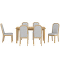 7 Piece Farmhouse Dining Set Classic Rustic Table And 6 High Back Design Chairs For Dining Room, Kitchen Natural Wood Wash Natural Wood Wash Solid Wood Mdf