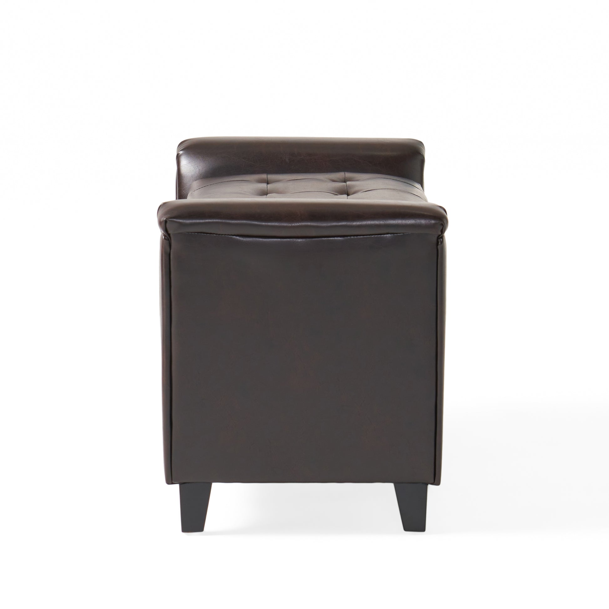 Alden Armed Storage Bench Brown Pu Leather