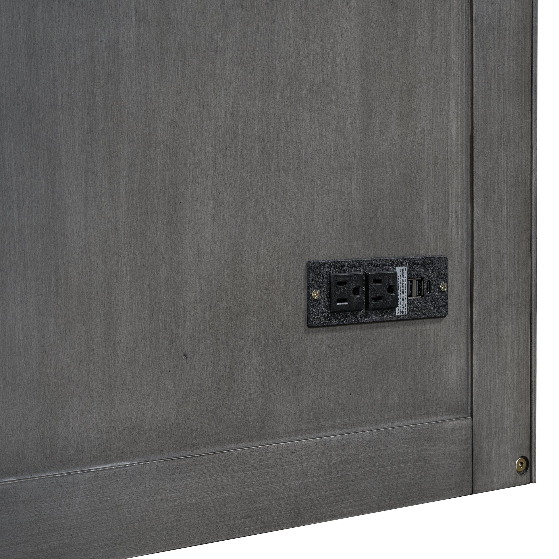 Queen Size Murphy Bed With Usb Port And A Large Drawer, Gray Gray Solid Wood Mdf