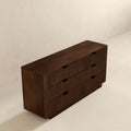 Lola Mid Century Modern Walnut Dresser With 6 Drawers Dark Brown,Wood Brown Bedroom Mid Century Modern Solid Wood