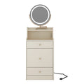 3 In 1 Vanity Desk With Mirror And Light ,Small Makeup Vanity Set With Charging Station, With 2 Drawers And Open Storage Space, With Upholstered Stool, Compact Dressing Table Writing Desk For Small Sp Light Yellow Mdf