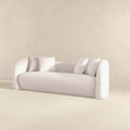 Mason Mid Century Modern Luxury Tight Back Curvy White Boucle Couch White Nature Wood Primary Living Space Tight Back Mid Century Modern Foam Boucle,Solid Wood 3 Seat