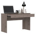 Acre Writing Computer Desk, Two Drawers Grey Computer Desk Office Modern Freestanding Rectangular Drawers Desk Rectangular Particle Board Engineered Wood