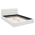 Queen Size Upholstered Platform Bed, White Box Spring Not Required Queen White Wood Bedroom Bed Frame Upholstered