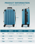 3 Piece Luggage Set With Tsa Lock& Double Spinner Wheels, Expandable For Large Storage Blue Abs