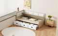 Twin Size Daybed With Three Drawers And Three Storage Compartments, Nature Beige Twin Beige Natural Mdf