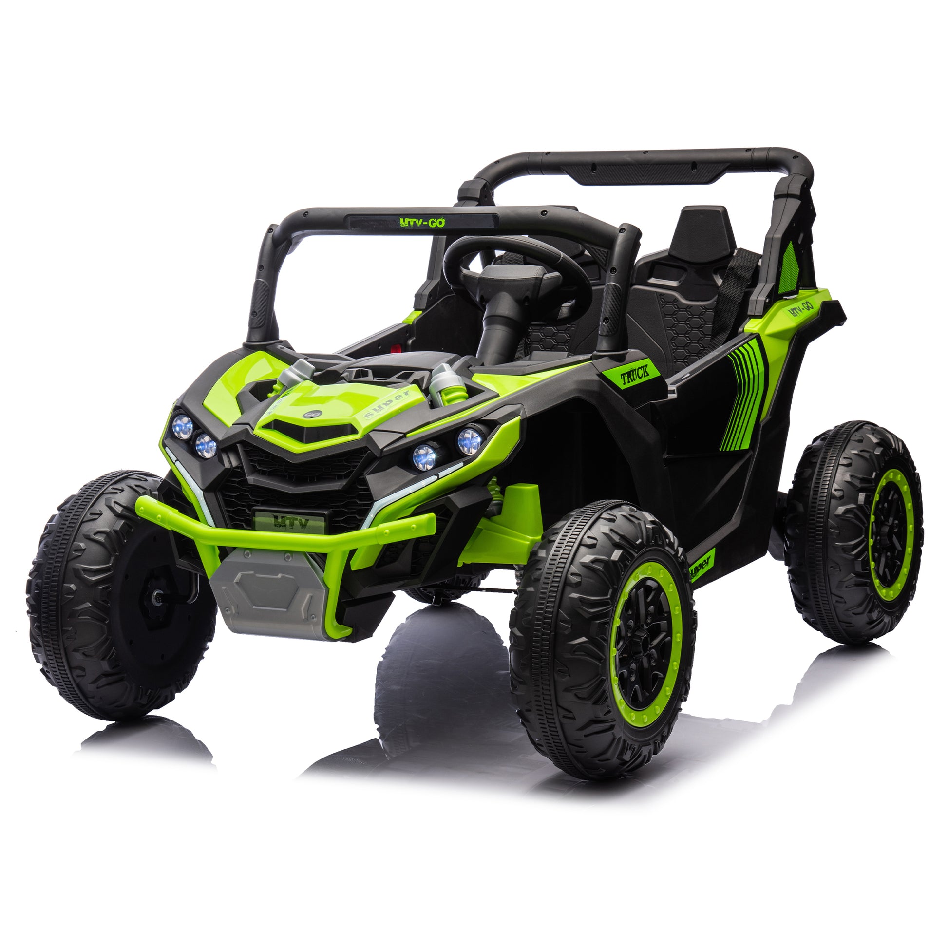 24V Two Seater Kids Ride On Utv W Parents Remote Control,Four Wheel Suspension,Slow Start,Large Wheel Design,Anti Collision Bar,Storage Space,Music,Usb,Bluetooth,Volume Control,Led Lights For Kids 3