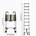 Telescopic Ladder, 9.5 Foot Aluminum Button Telescopic Ladder With 2 Triangular Stabilizers And Hooks, Multi Purpose Ladder, Maximum Load Bearing Capacity Of 330 Pounds, Suitable For Industrial And Ho Antique Silver Aluminium