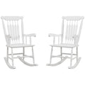 Outsunny Outdoor Wood Rocking Chairs Set Of 2, 350 Lbs. Porch Rockers With High Back For Garden, Patio, Balcony, White White Wood