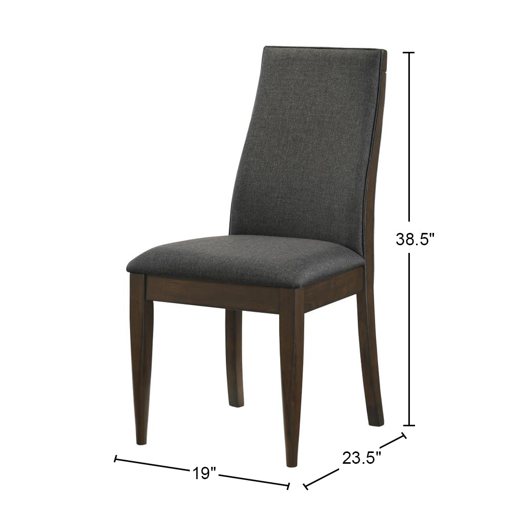 Set Of 2 Grey Fabric Upholstered Dining Chairs, Dark Walnut Solid Grey Dining Room Rectangular Dining Chairs Set Of 2 Fabric,Mdf