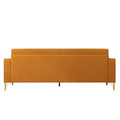 Fx P18 Or Sofa Luxury Velvet Sofa With Gold Accents Modern 3 Seat Couch With Plush Cushions, Perfect For Living Room And Office Decor Orange Velvet 3 Seat