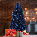 9Ft Pre Lit Black Christmas Tree, Full Halloween Xmas Artificial Tree 3176 Branch Tips, 750 Lights, Metal Hinges, Foldable Base, Holiday Decoration Black Black Polyethylene