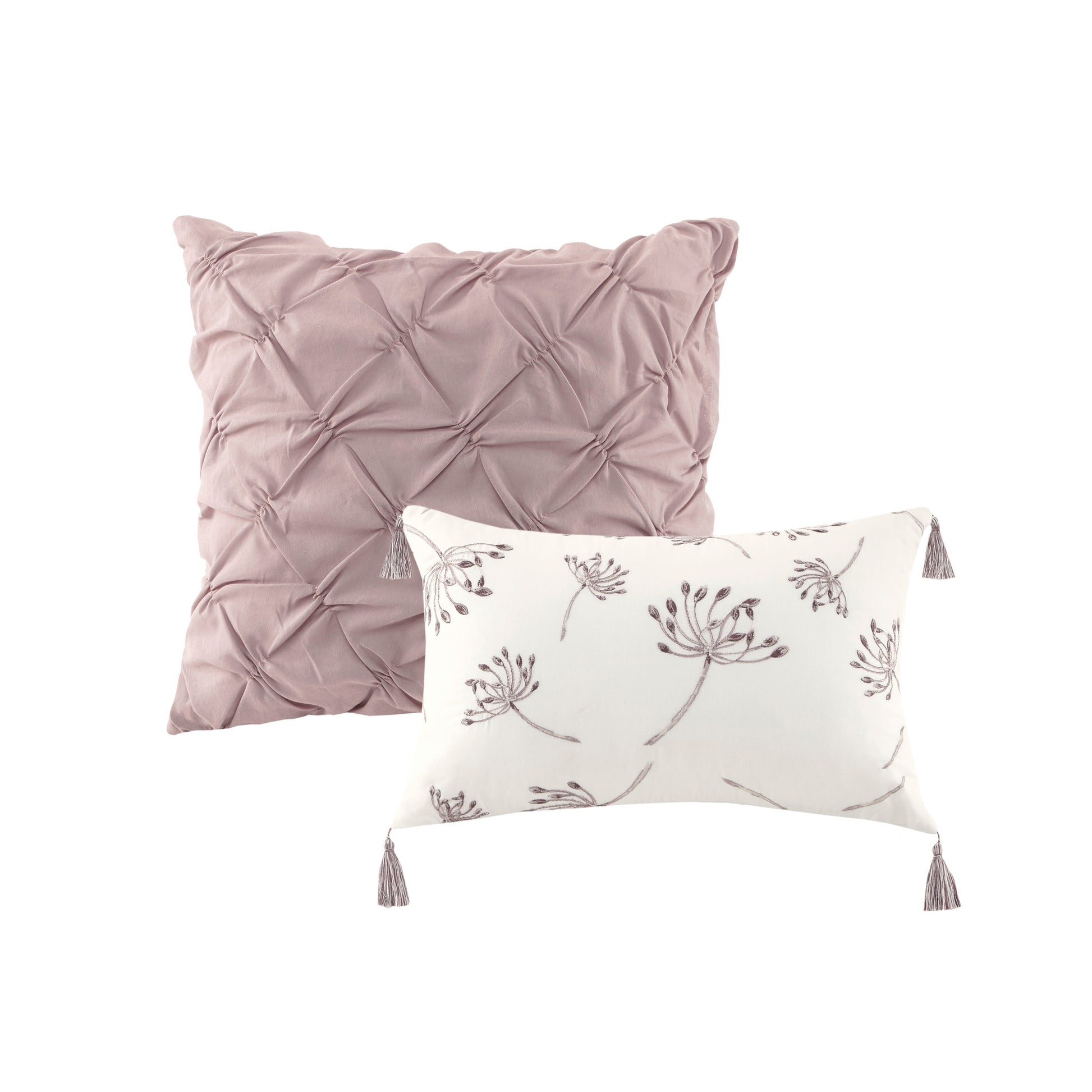 8 Piece Cotton Printed Comforter Set Blush Queen Queen Blush Polyester