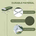 Outsunny Camping Cot, Outdoor Folding Bed Set With Mattress, Sleeping Bag, Pillow, And Carry Bag, Comfortable And Portable, For Travel Camp Beach Green Steel