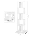 5 Tier Rotating Bookshelf, Floor Rack Simple Bookcase With Acrylic Plate Student Multi Function Creative Bookshelf For Living Room With Anti Toppling Base White Particle Board