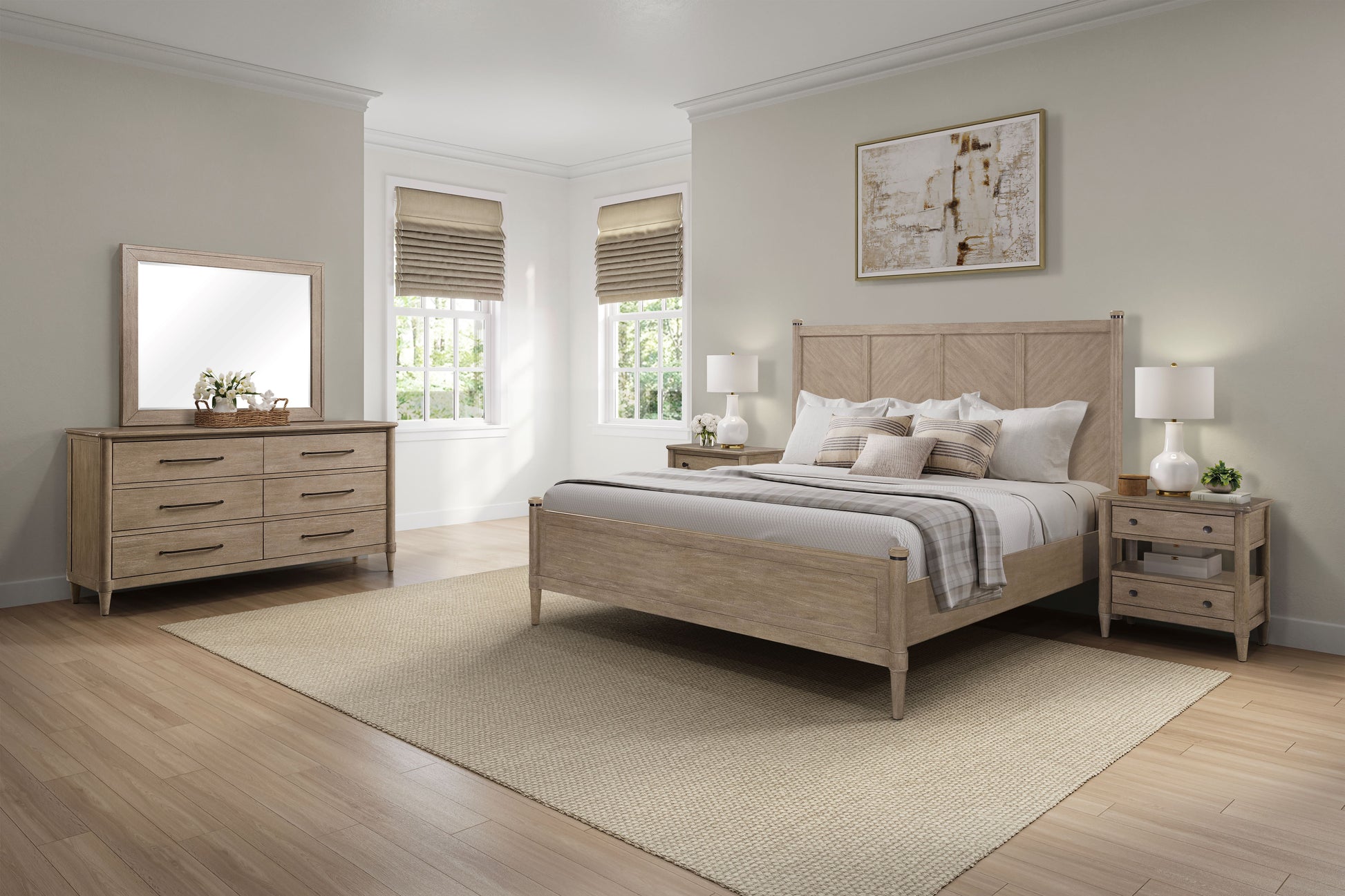 Queen Lo Post Bed In Sand Finish Queen Sand Solid Wood Mdf