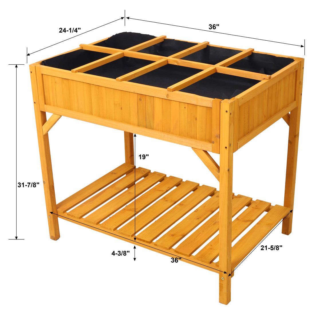 Raised Garden Bed With Legs, Wooden Elevated Planter Box With 8 Grids Divider & Protective Liner, Standing Garden Planter Bed For Vegetables Flowers Herbs On Deck Patio Backyard Brown Wood