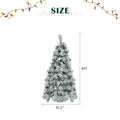 6Ft Pre Lit Spruce Snow Flocked Christmas Tree With Pine Cones, Artificial Xmas Tree With 403 Branch Tips,Mixed Pe & Pvc Branches, 250 Multi Color Led Lights, 11 Flashing Modes, Holiday D Cor White Green Polyethylene,Pvc