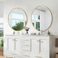 Gold 20 Inch Circle Mirror, Wall Mounted Mirror, Bathroom Mirrors For Over Sink, Circle Framed Mirrors For Bathroom, Living Room, Bedroom, Vanity, Entryway, Hallway Silver Aluminium