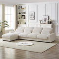 128 Inch Corduroy With Cup Holder Super Large L Shaped Sofa, Movable Footrest, Four Waist Pillows And Four Back Cushion, With Usb Port And T Pyce Port Beige Corduroy 3 Seat