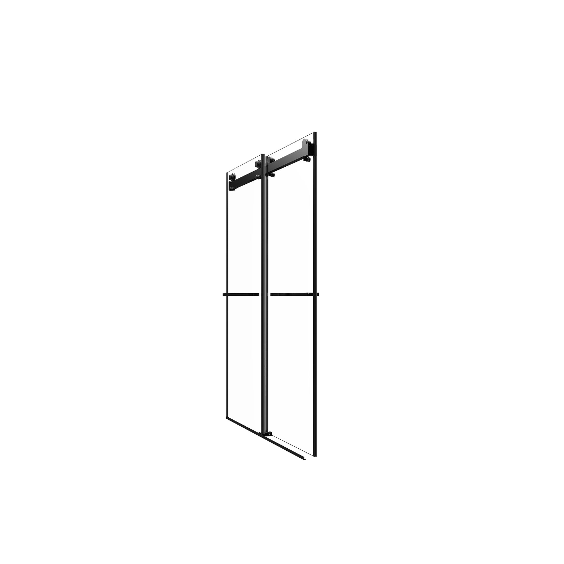 56" 60"W X 70"H Frameless , Double Sliding , 5 16" 8Mm Laminated Glass Premium Tempered Glass Shower Enclosure,Double Side Easy Clean Coat,Matte Black Finished With Buffer Matte Black Bathroom American Design Stainless Steel